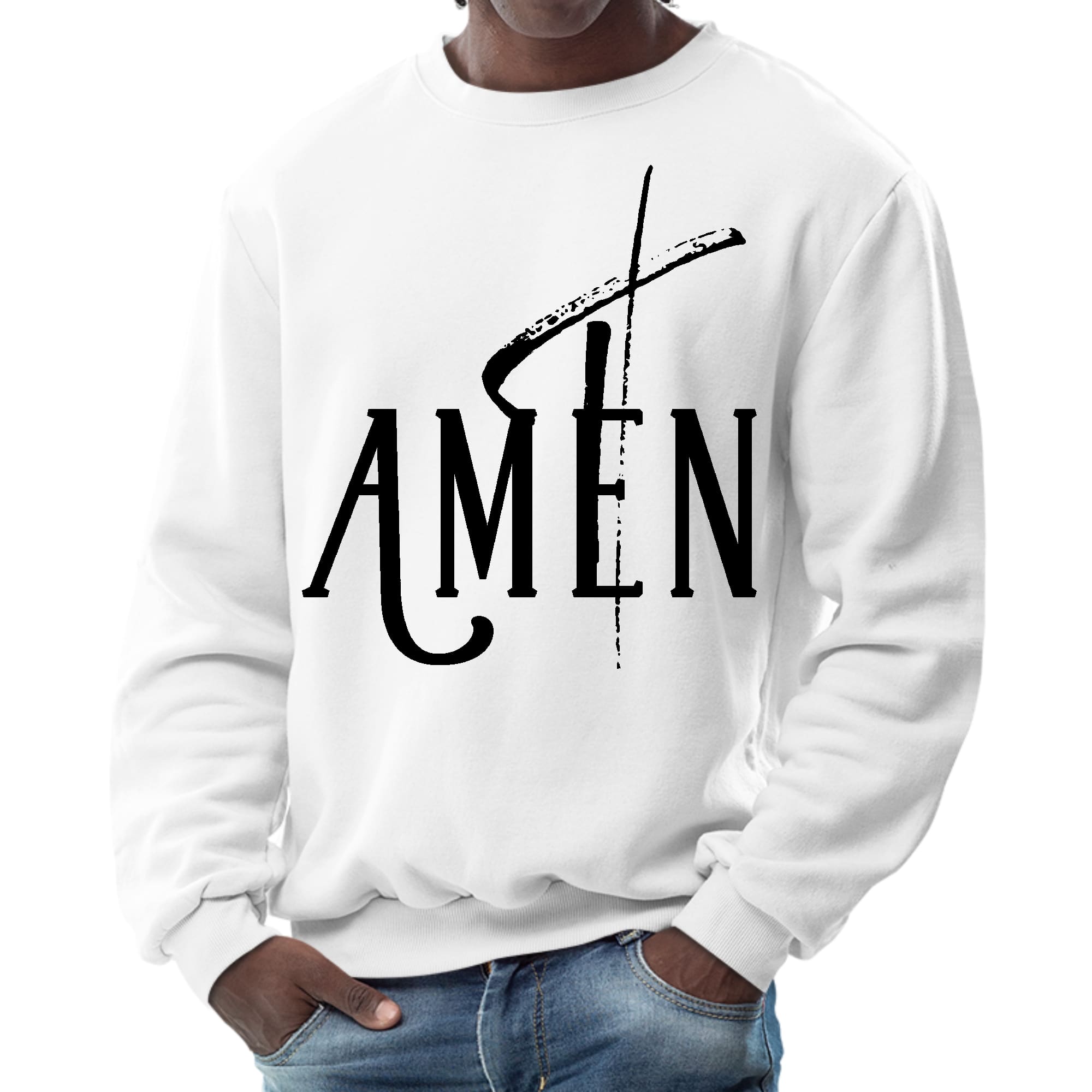 Mens Graphic Sweatshirt - Amen Black Print-0