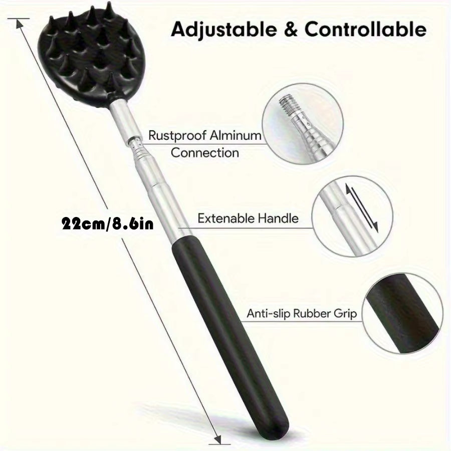 Extendable Cactus Back Scratcher with 1/4-Inch & 1/2-Inch Spikes, Retractable One-Hand Itch Stick for Men & Women, Durable PVC