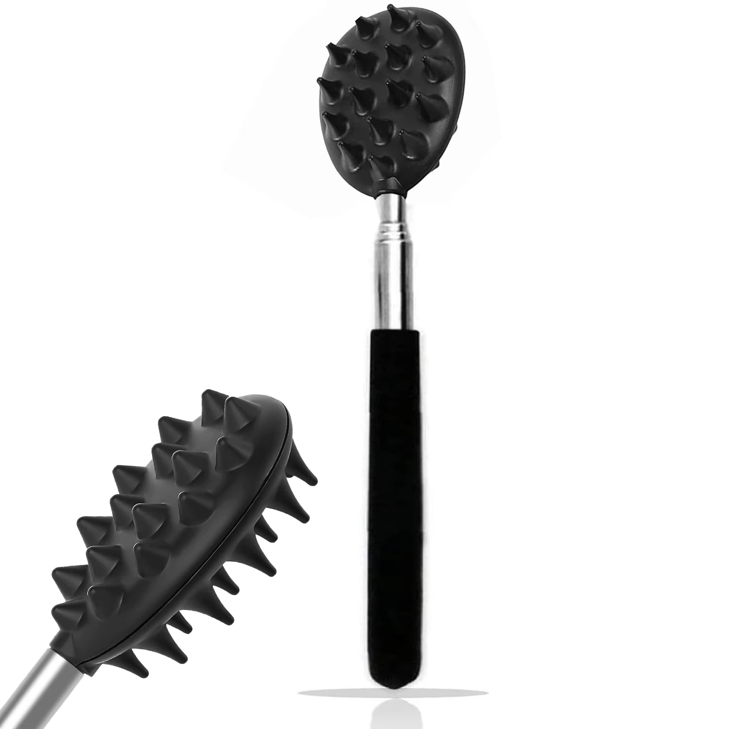 Extendable Cactus Back Scratcher with 1/4-Inch & 1/2-Inch Spikes, Retractable One-Hand Itch Stick for Men & Women, Durable PVC