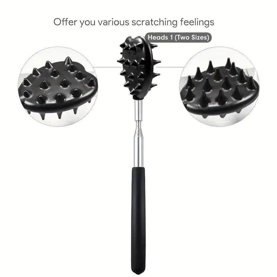 Extendable Cactus Back Scratcher with 1/4-Inch & 1/2-Inch Spikes, Retractable One-Hand Itch Stick for Men & Women, Durable PVC