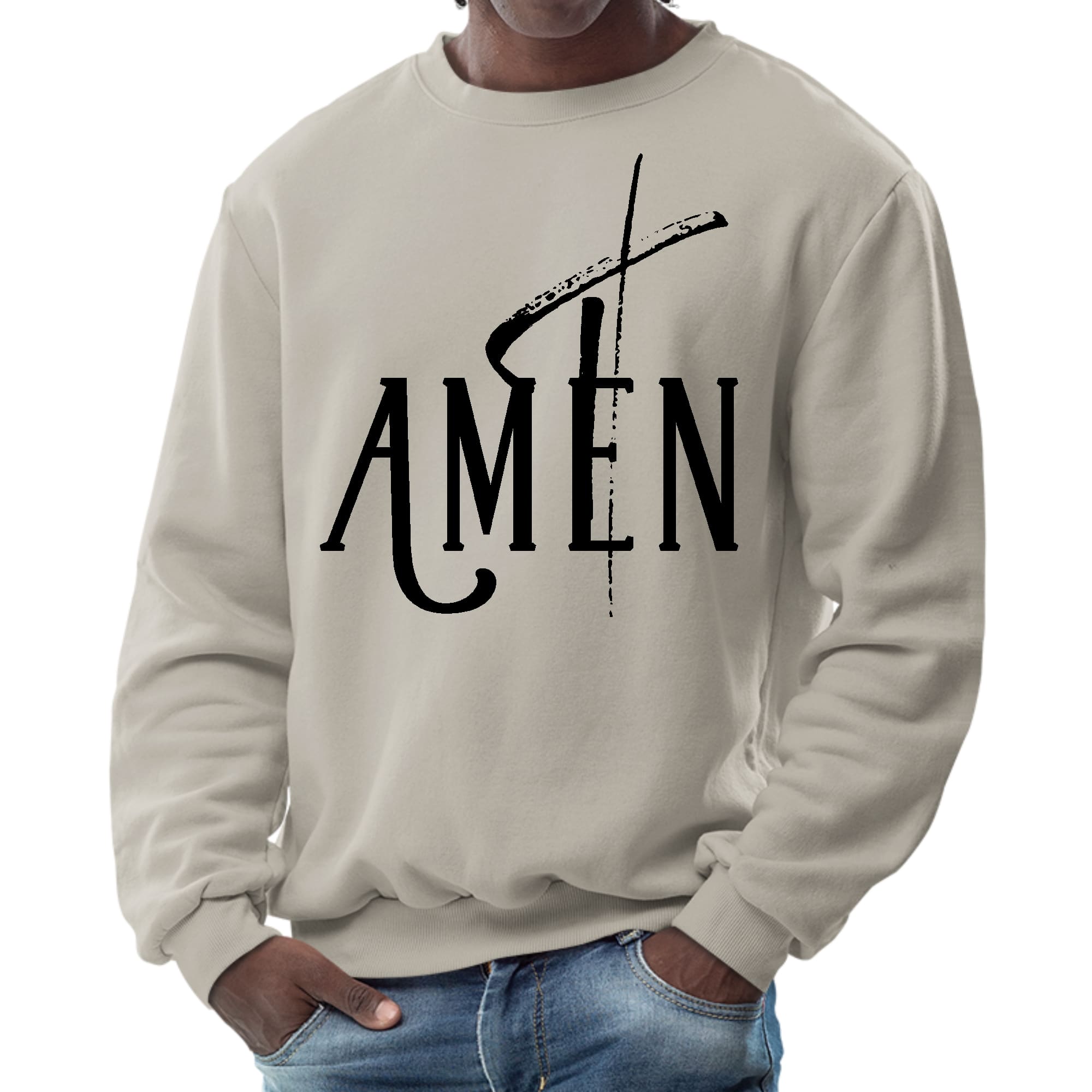 Mens Graphic Sweatshirt - Amen Black Print-4