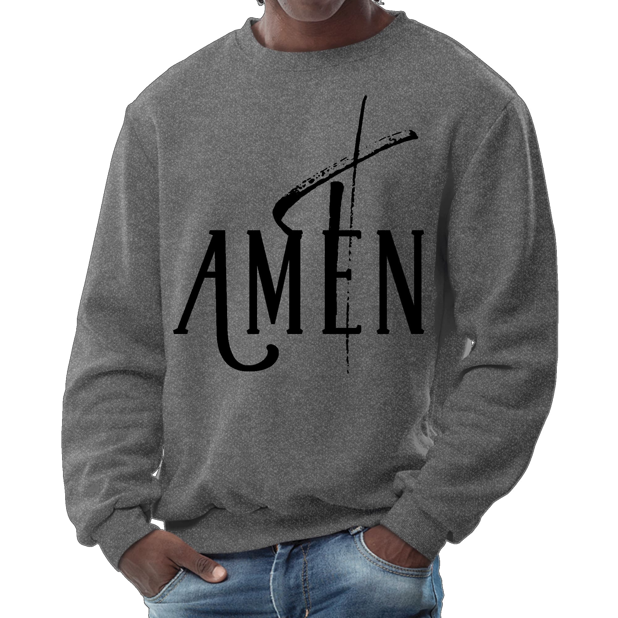 Mens Graphic Sweatshirt - Amen Black Print-6