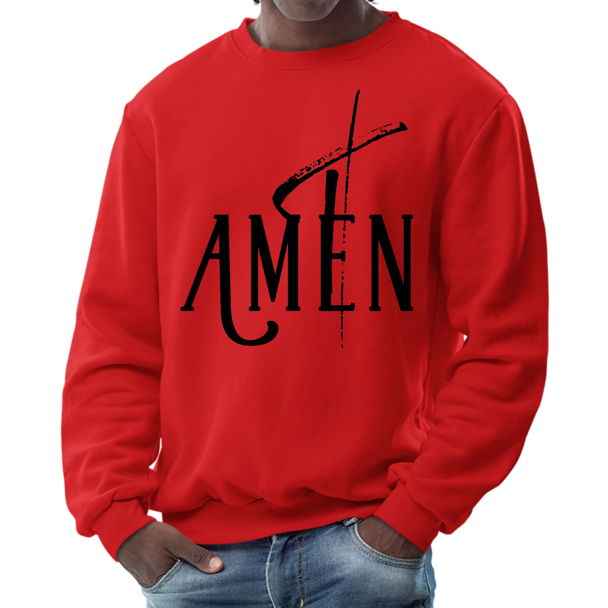 Mens Graphic Sweatshirt - Amen Black Print-1