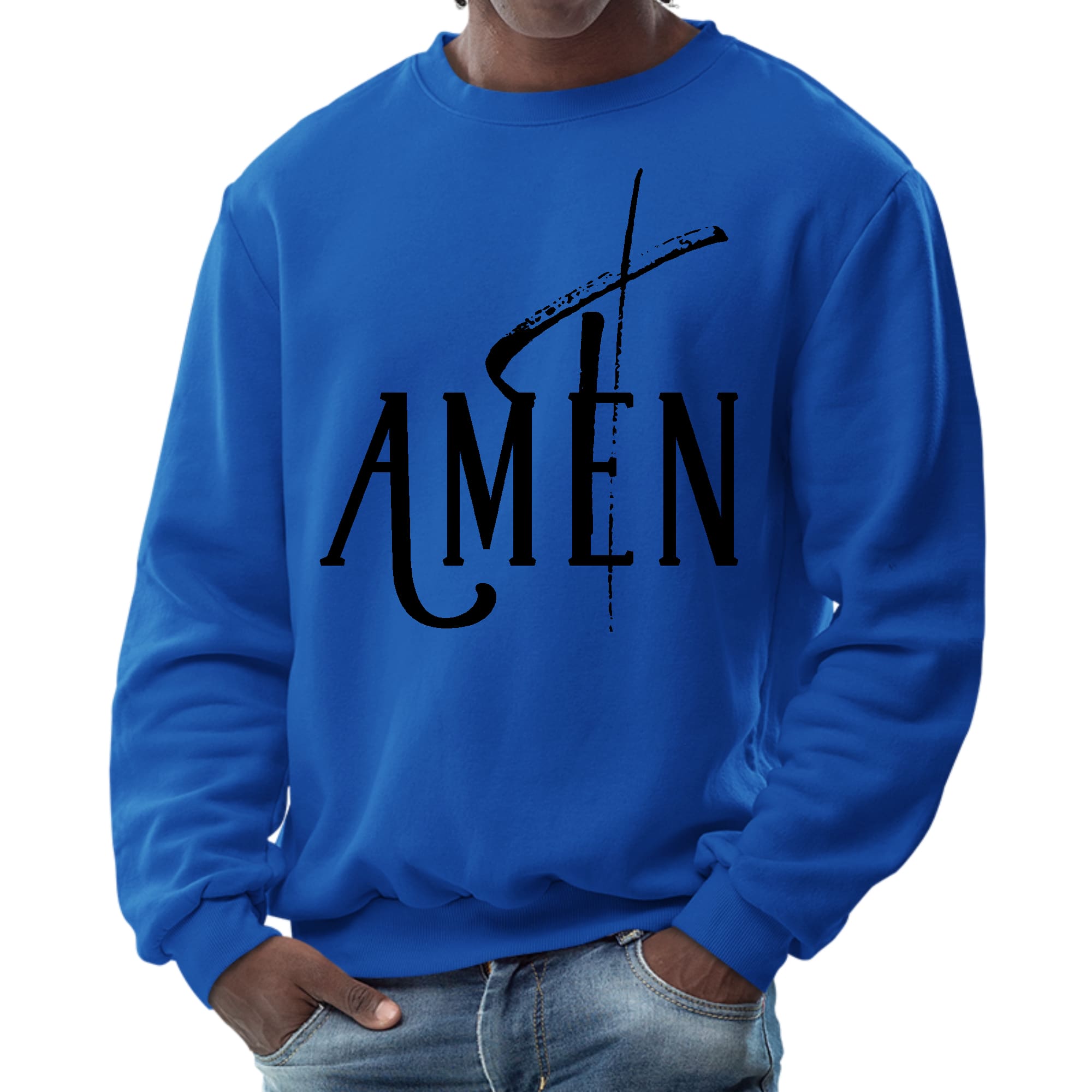 Mens Graphic Sweatshirt - Amen Black Print-2